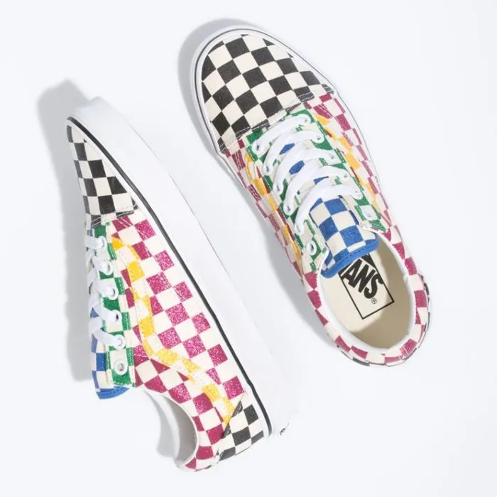 Vans Glitter Check Old Skool MultiTrue White Womens Classics Shoes Vans Glitter Check Old Skool MultiTrue White Womens Classics Shoes