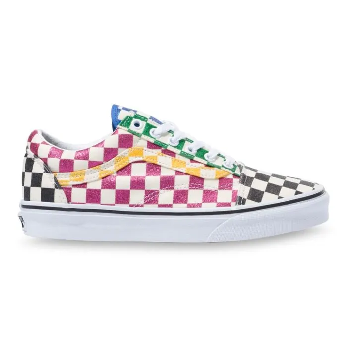 Vans Glitter Check Old Skool MultiTrue White Womens Classics Shoes Vans Glitter Check Old Skool MultiTrue White Womens Classics Shoes