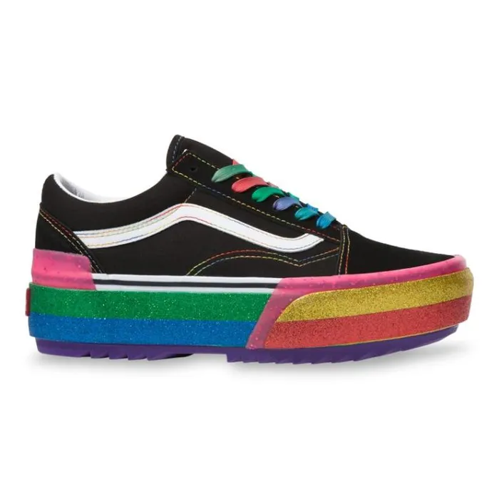 Vans Glitter Old Skool Stacked BlackRainbow Womens Classics Shoes