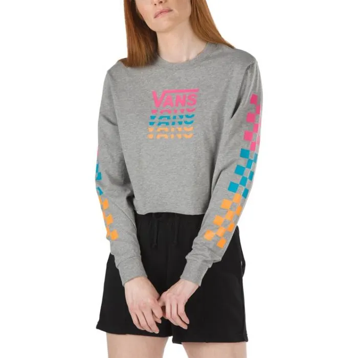 Vans Panic Cropped Long Sleeve Tee Grey Heather Womens TShirts and Tanks