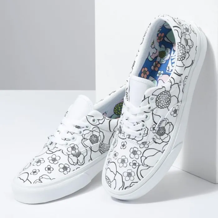 Vans UColor Era FloralTrue White MensWomens Classics Shoes Vans UColor Era FloralTrue White MensWomens Classics Shoes