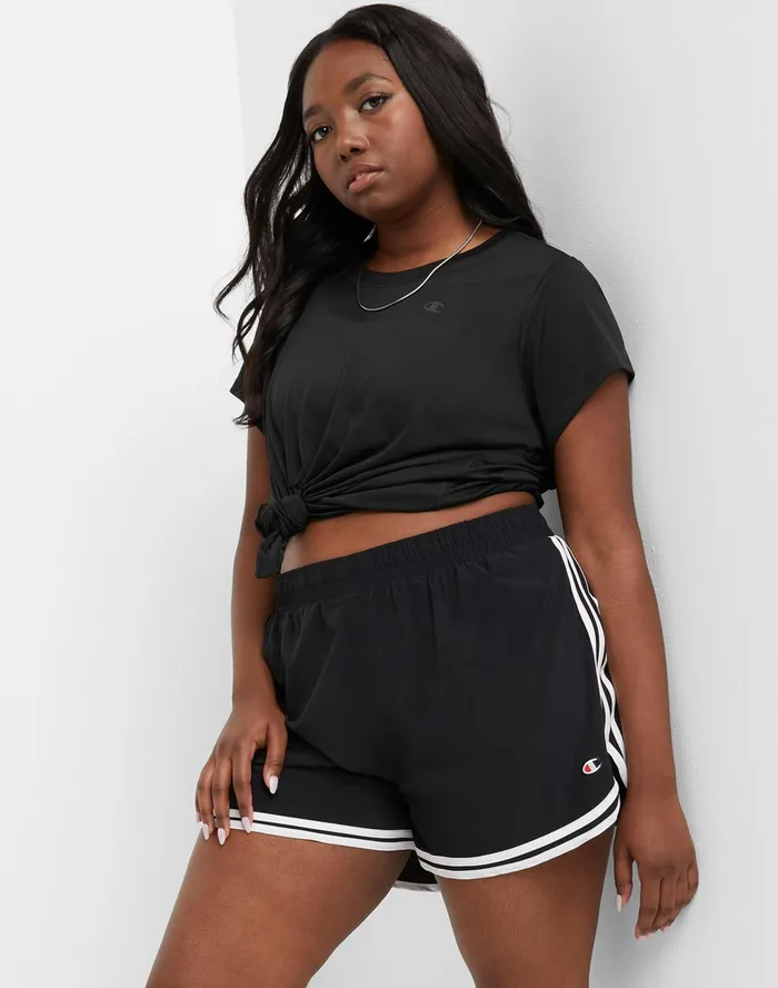 Varsity Shorts C Logo 35034 Plus Size Black Women Champion Shorts