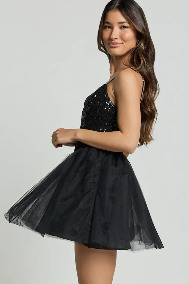 Violette Mini Dress 8211 Sequin Corset Tulle Skirt Dress In Black Women Showpo Curve Clothes