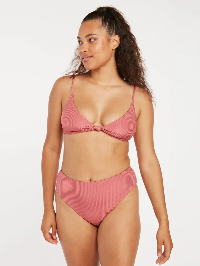 Volcom Bikinis Simply Rib V Neck Bikini Top 8211 Dusty Rose Dusty Rose 8211 Womens