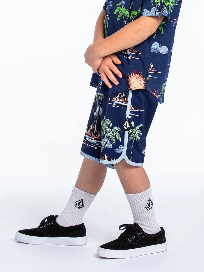 Volcom Boardshorts and Trunks Little Boys Isle Hoppa Scallop Trunks 8211 Niagra Niagara 8211 Boys