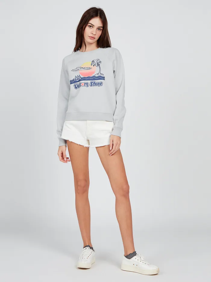 Volcom Hoodies and Sweatshirts Truly Stokin Crew 8211 Daze Grey Daze Grey 8211 Womens