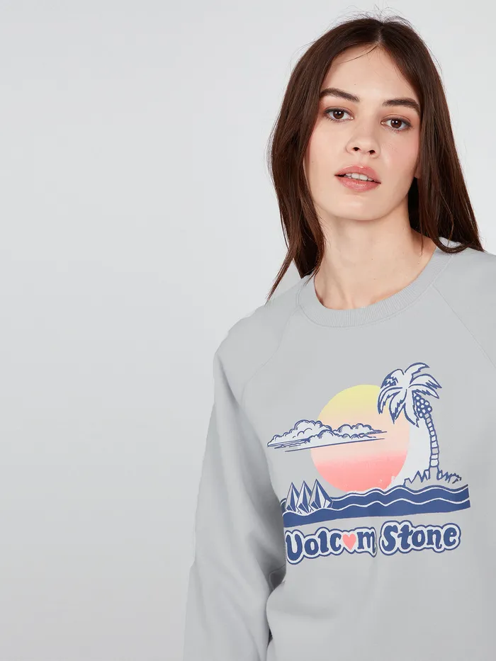 Volcom Hoodies and Sweatshirts Truly Stokin Crew 8211 Daze Grey Daze Grey 8211 Womens