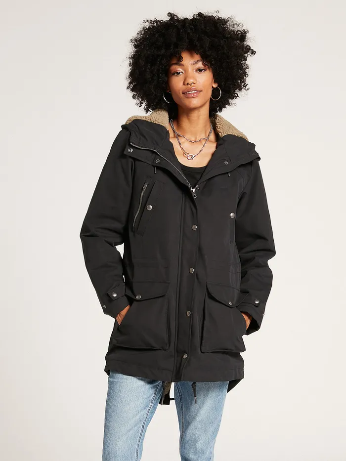 Volcom Jackets Walk On By 5K Parka 8211 Black Black 8211 Womens