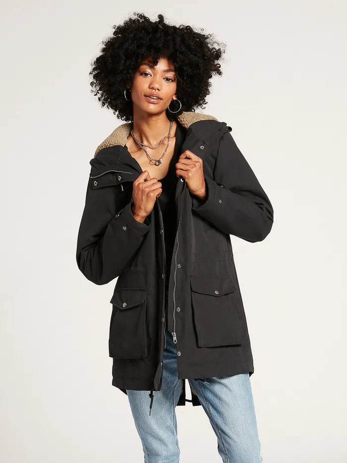 Volcom Jackets Walk On By 5K Parka 8211 Black Black 8211 Womens