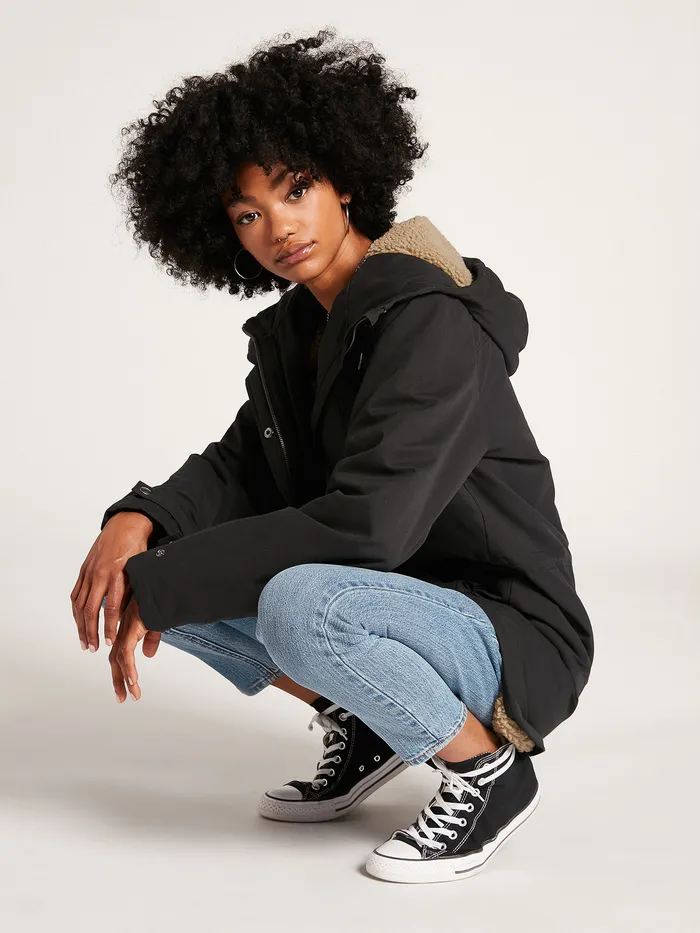 Volcom Jackets Walk On By 5K Parka 8211 Black Black 8211 Womens
