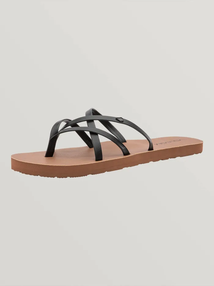 Volcom Sandals New School II Sandal 8211 Black Black 8211 Womens