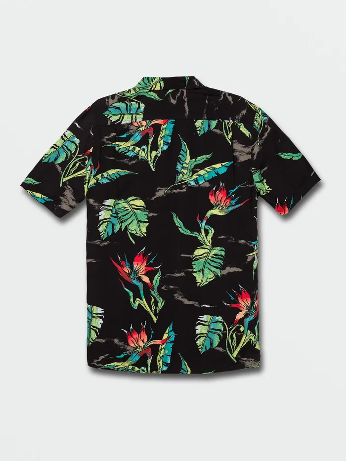 Volcom Shirts and Flannels Birds Of Raredise Short Sleeve Shirt 8211 Black Black 8211 Mens