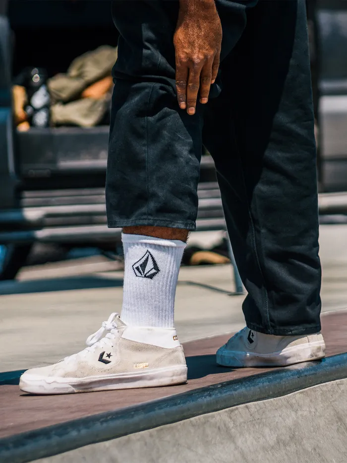 Volcom Socks Full Stone Socks 3 Pack 8211 White White 8211 Mens