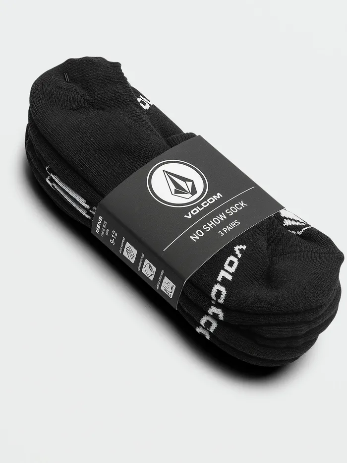 Volcom Socks Stones No Show Socks 3 Pack 8211 Black Black 8211 Mens