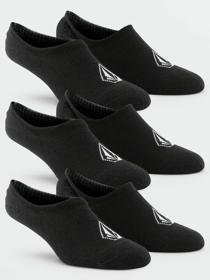 Volcom Socks Stones No Show Socks 3 Pack 8211 Black Black 8211 Mens