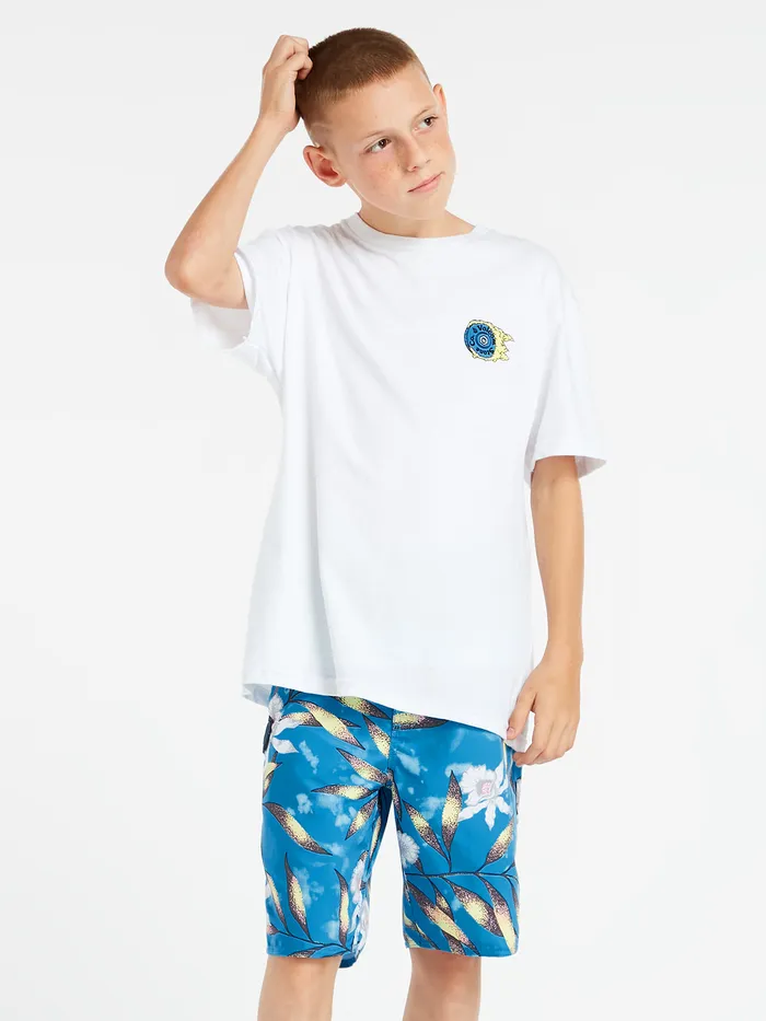 Volcom TShirts and Tanks Big Boys Burnin Short Sleeve Tee 8211 White White 8211 Boys