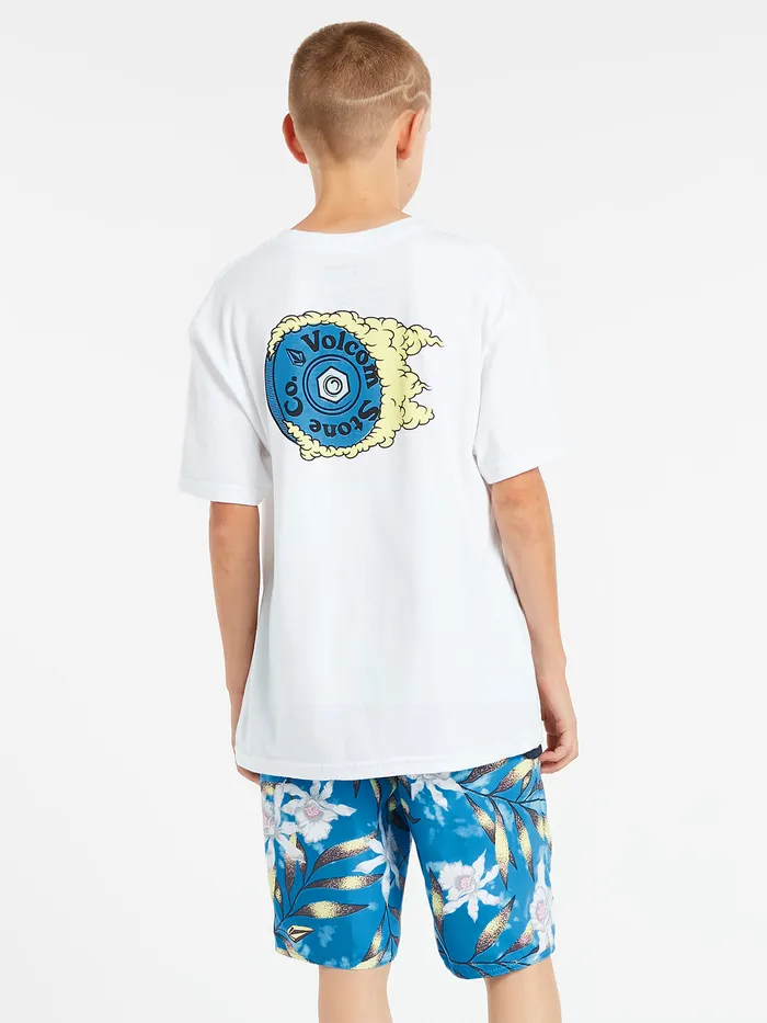 Volcom TShirts and Tanks Big Boys Burnin Short Sleeve Tee 8211 White White 8211 Boys