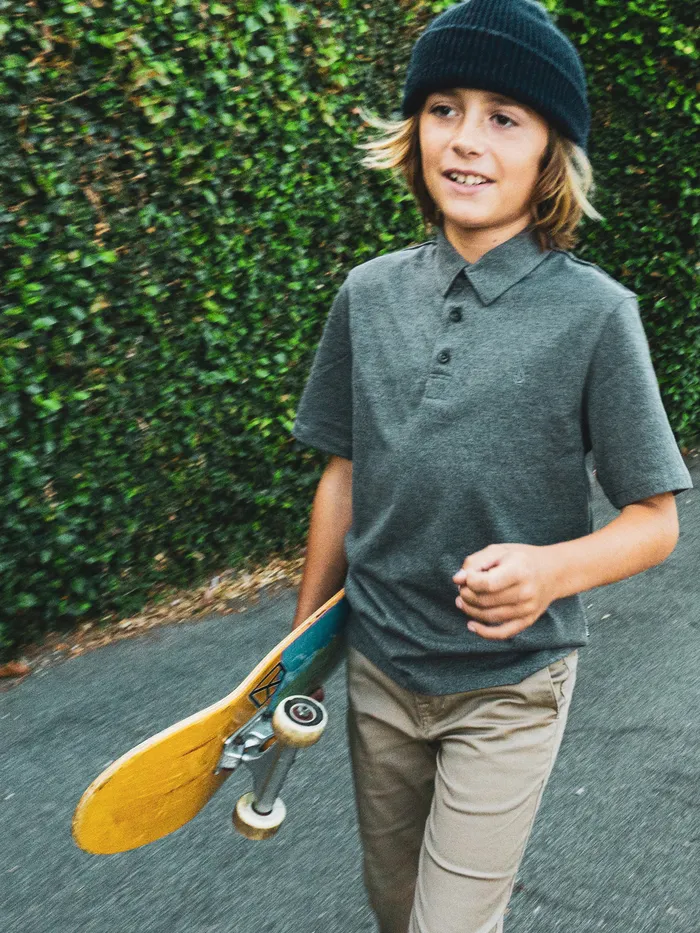 Volcom TShirts and Tanks Big Boys Wowzer Short Sleeve Polo 8211 Stealth Stealth 8211 Boys Volcom TShirts and Tanks Big Boys Wowzer Short Sleeve Polo 8211 Stealth Stealth 8211 Boys