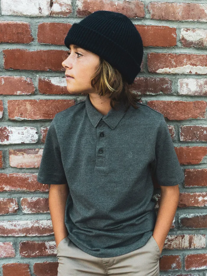 Volcom TShirts and Tanks Big Boys Wowzer Short Sleeve Polo 8211 Stealth Stealth 8211 Boys