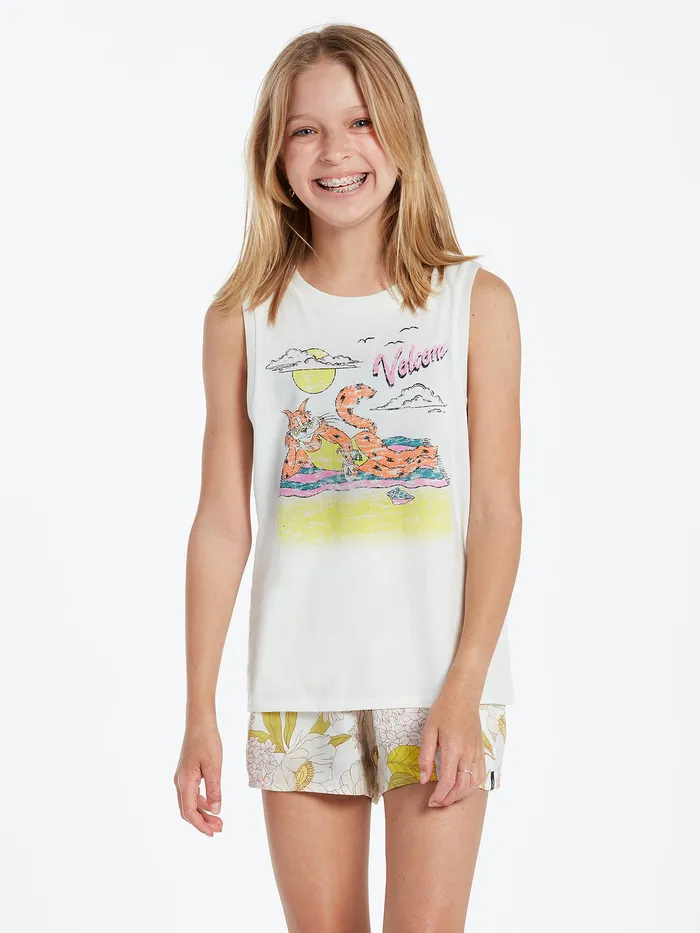 Volcom TShirts and Tanks Girls Flexin Muscle Tank 8211 Star White Star White 8211 Girls
