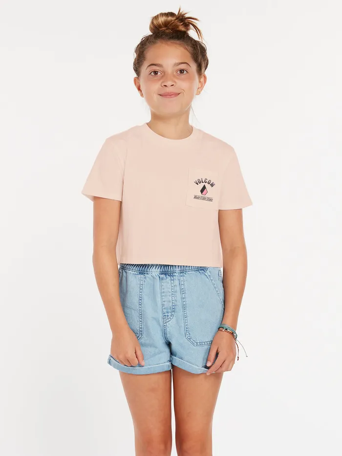 Volcom TShirts and Tanks Girls Pocket Dial Tee 8211 Hazey Pink Hazey Pink 8211 Girls