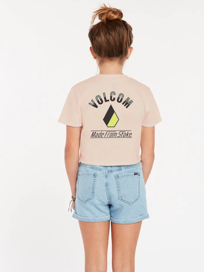 Volcom TShirts and Tanks Girls Pocket Dial Tee 8211 Hazey Pink Hazey Pink 8211 Girls