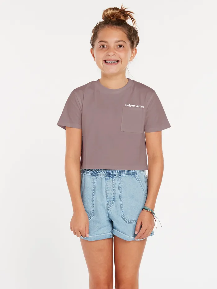 Volcom TShirts and Tanks Girls Pocket Dial Tee 8211 Raisin Raisin 8211 Girls