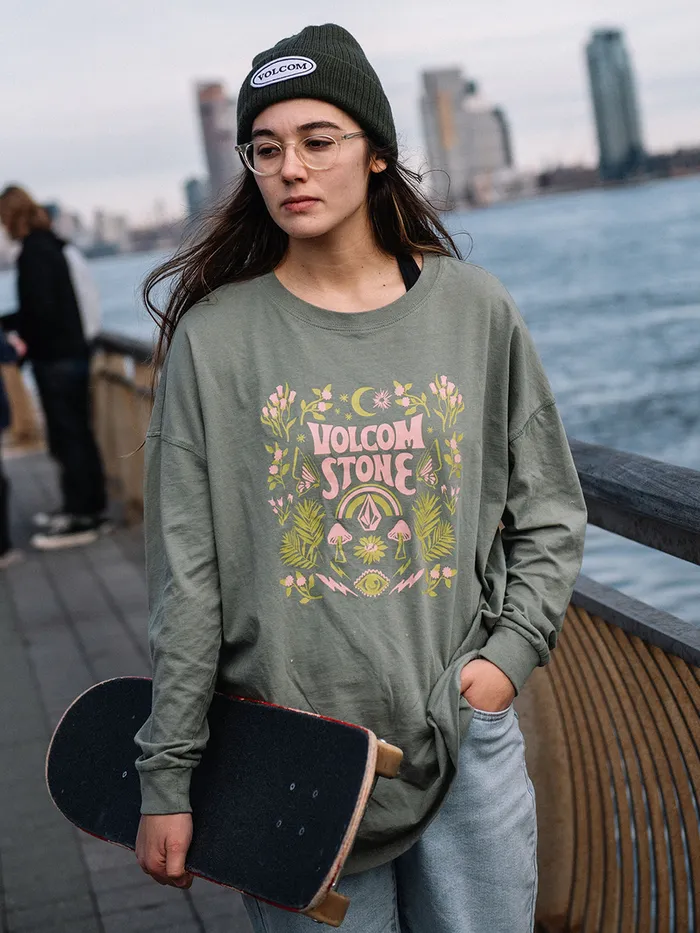 Volcom Tops Werking Doubles Long Sleeve 8211 Light Army Light Army 8211 Womens