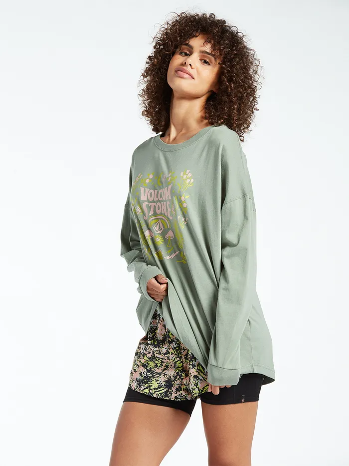 Volcom Tops Werking Doubles Long Sleeve 8211 Light Army Light Army 8211 Womens