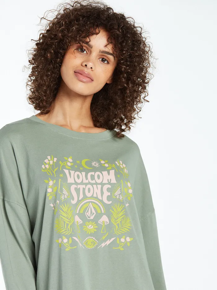 Volcom Tops Werking Doubles Long Sleeve 8211 Light Army Light Army 8211 Womens