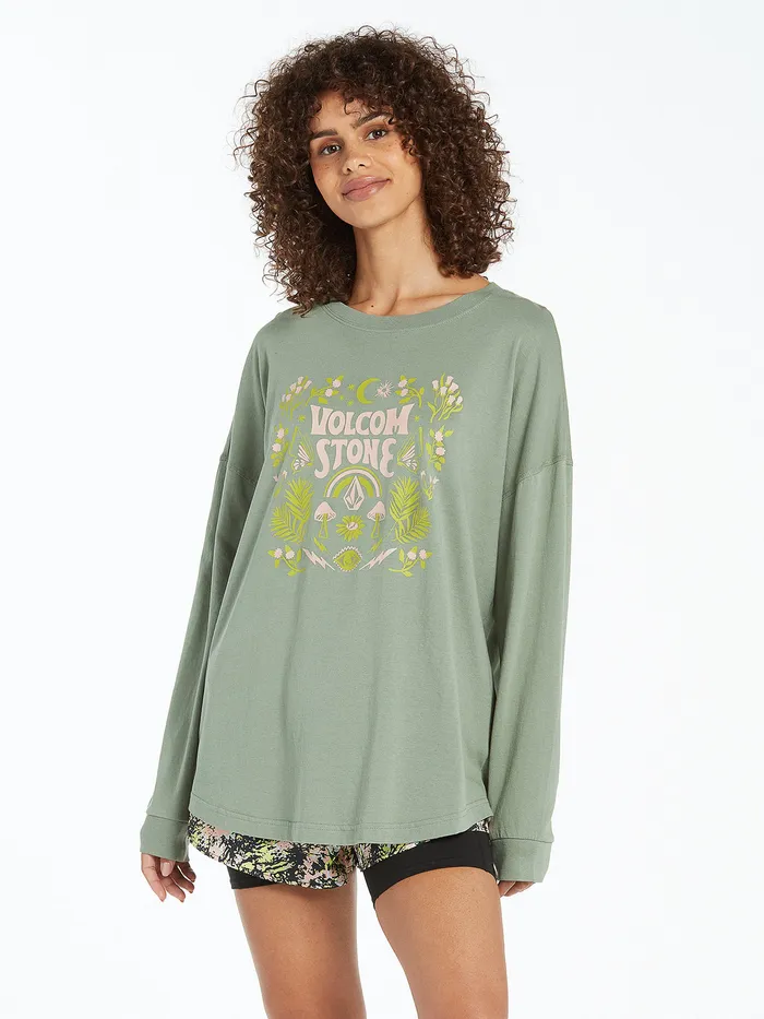 Volcom Tops Werking Doubles Long Sleeve 8211 Light Army Light Army 8211 Womens