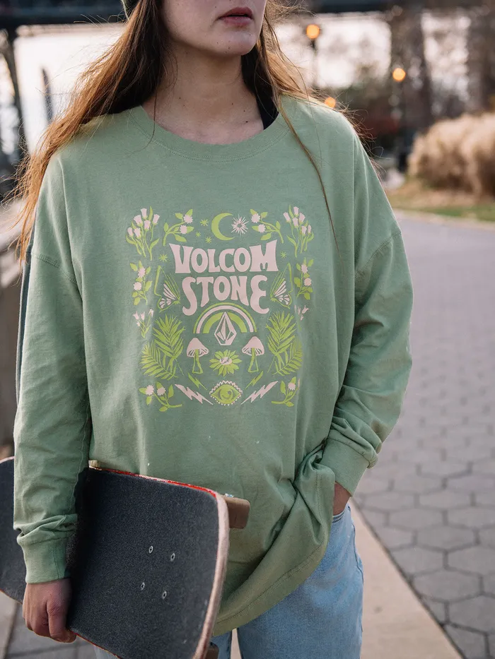 Volcom Tops Werking Doubles Long Sleeve 8211 Light Army Light Army 8211 Womens