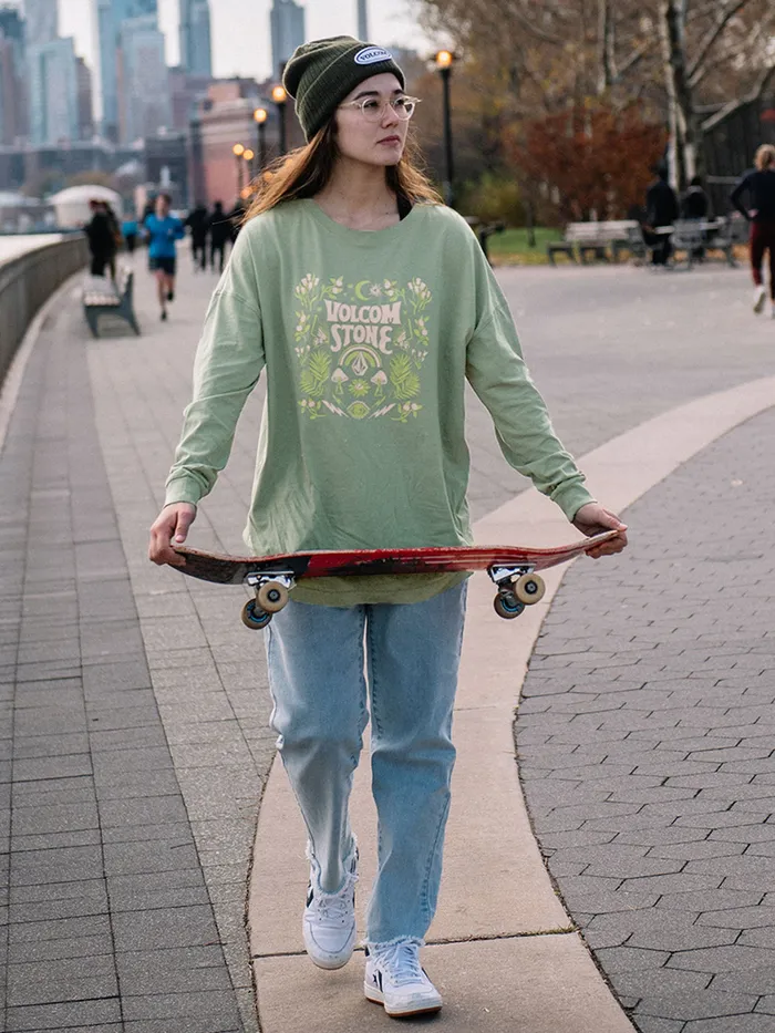 Volcom Tops Werking Doubles Long Sleeve 8211 Light Army Light Army 8211 Womens