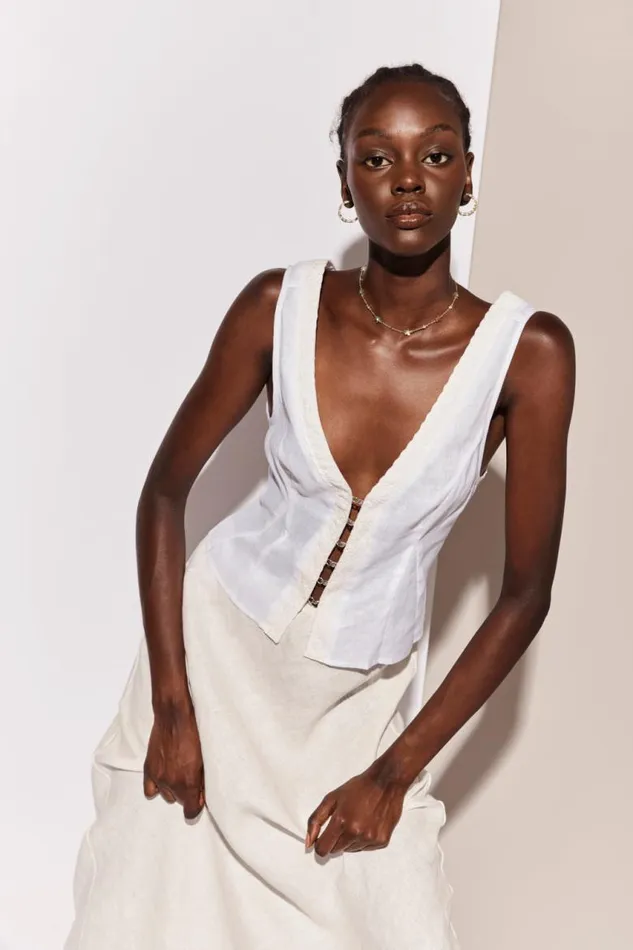 VRG GRL Allegra Linen Top White Women Sleeveless