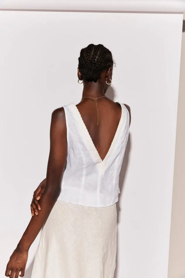 VRG GRL Allegra Linen Top White Women Sleeveless