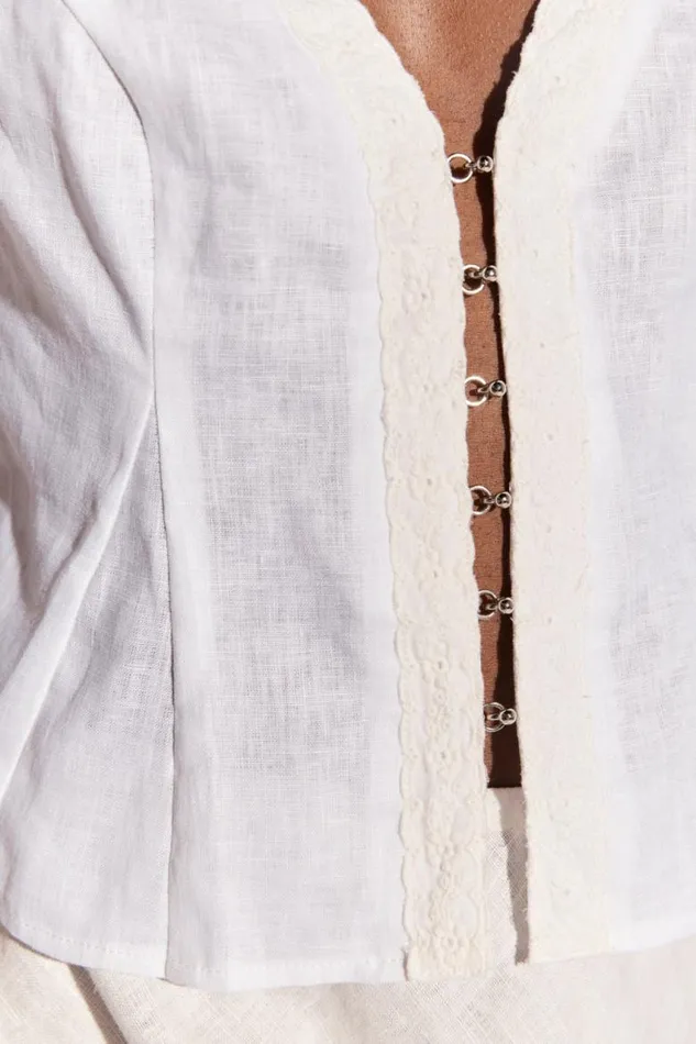 VRG GRL Allegra Linen Top White Women Sleeveless