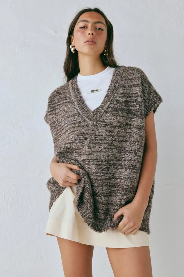VRG GRL Anita Knit Tunic Vest Marle Women JumpersSweaters