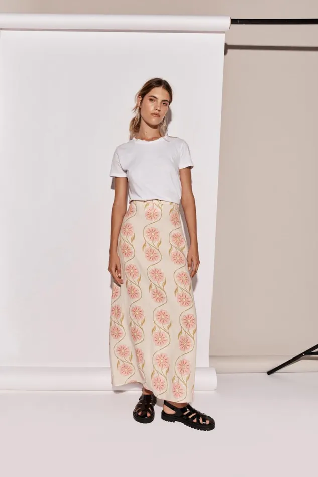 VRG GRL Ari Linen Maxi Skirt Bloom Women Skirts