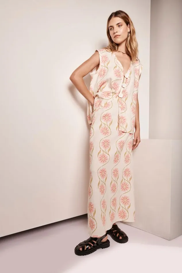 VRG GRL Ari Linen Maxi Skirt Bloom Women Skirts