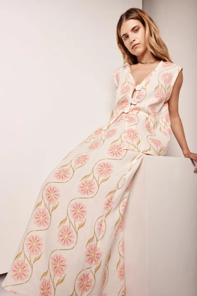 VRG GRL Ari Linen Maxi Skirt Bloom Women Skirts