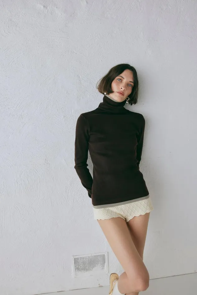 VRG GRL Bea Knit Skivvy Chocolate Women Long Sleeve