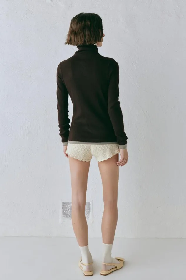 VRG GRL Bea Knit Skivvy Chocolate Women Long Sleeve