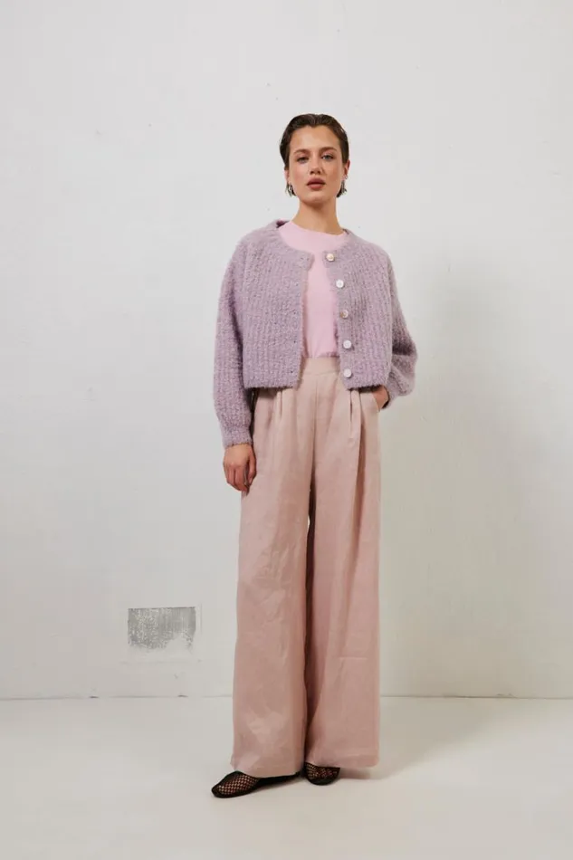 VRG GRL Elsie Knit Cardigan Lilac Women Cardigans