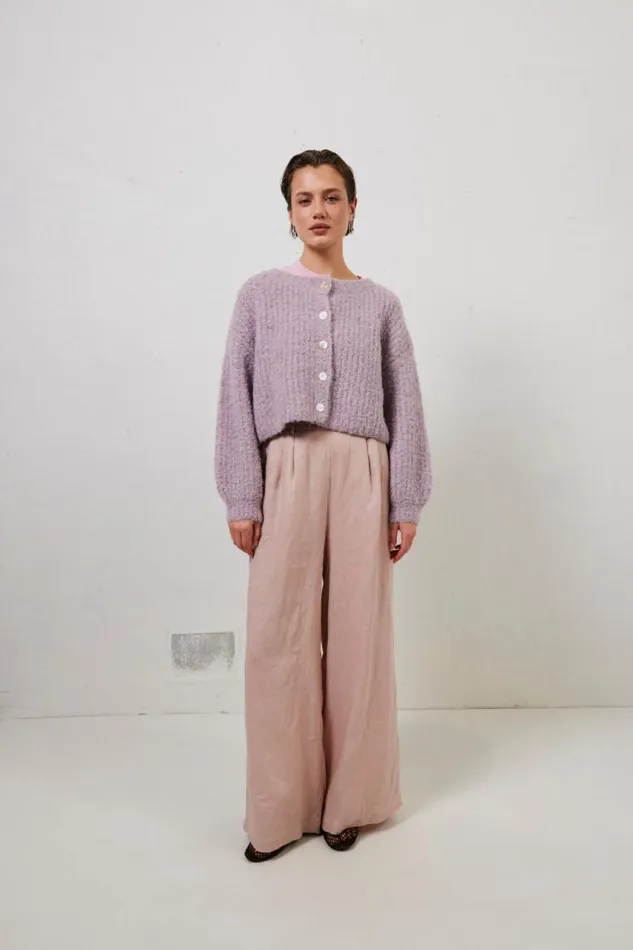 VRG GRL Elsie Knit Cardigan Lilac Women Cardigans