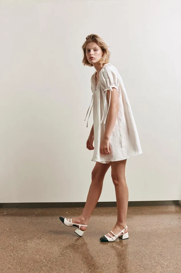 VRG GRL Evelyn Linen Mini Dress White Women Mini Dresses