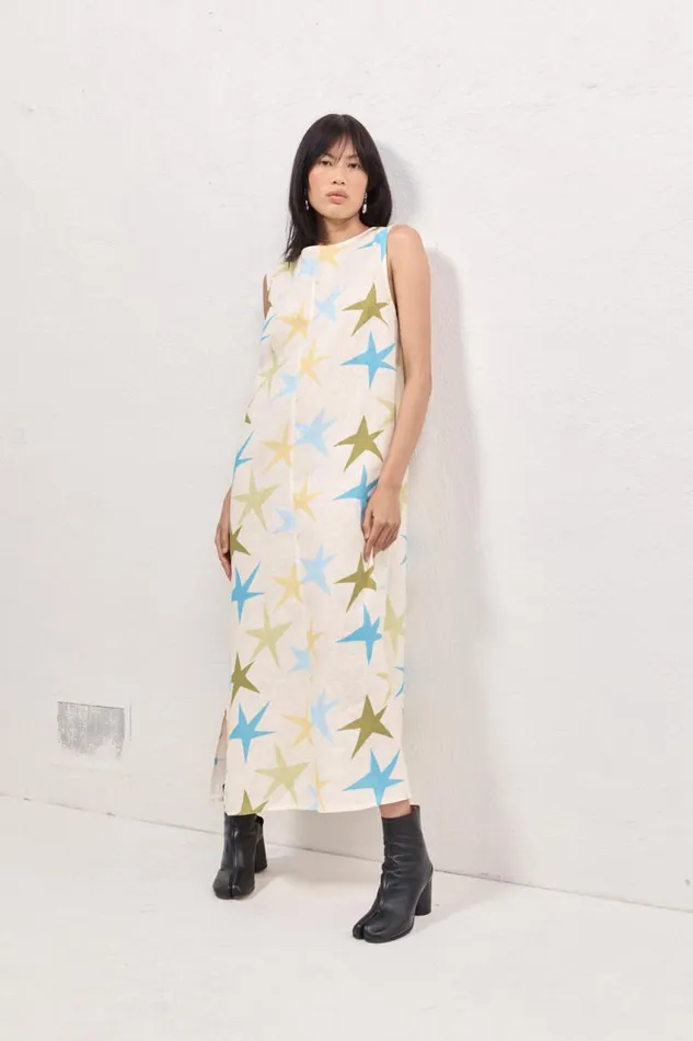 VRG GRL Ines Linen Maxi Dress Star Women MidiMaxi Dresses