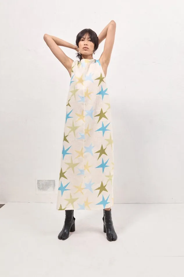 VRG GRL Ines Linen Maxi Dress Star Women MidiMaxi Dresses