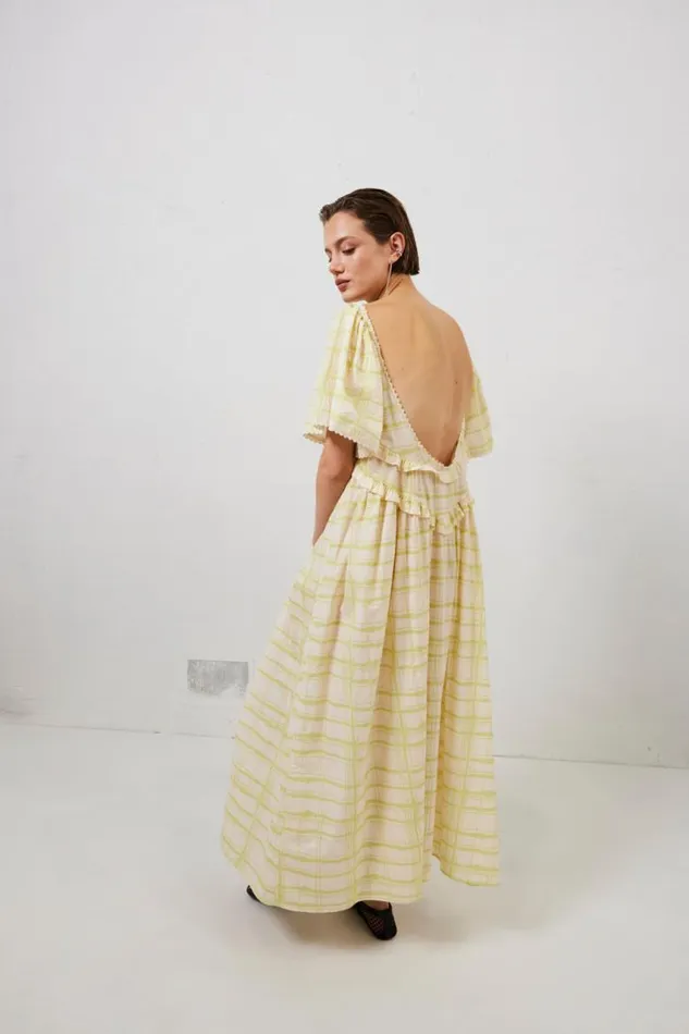 VRG GRL La Prairie Smock Midi Dress Check Women MidiMaxi Dresses