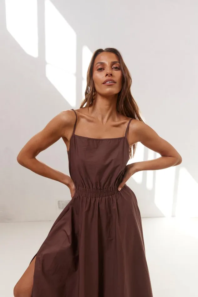 VRG GRL Lou Maxi Dress Chocolate Women MidiMaxi Dresses