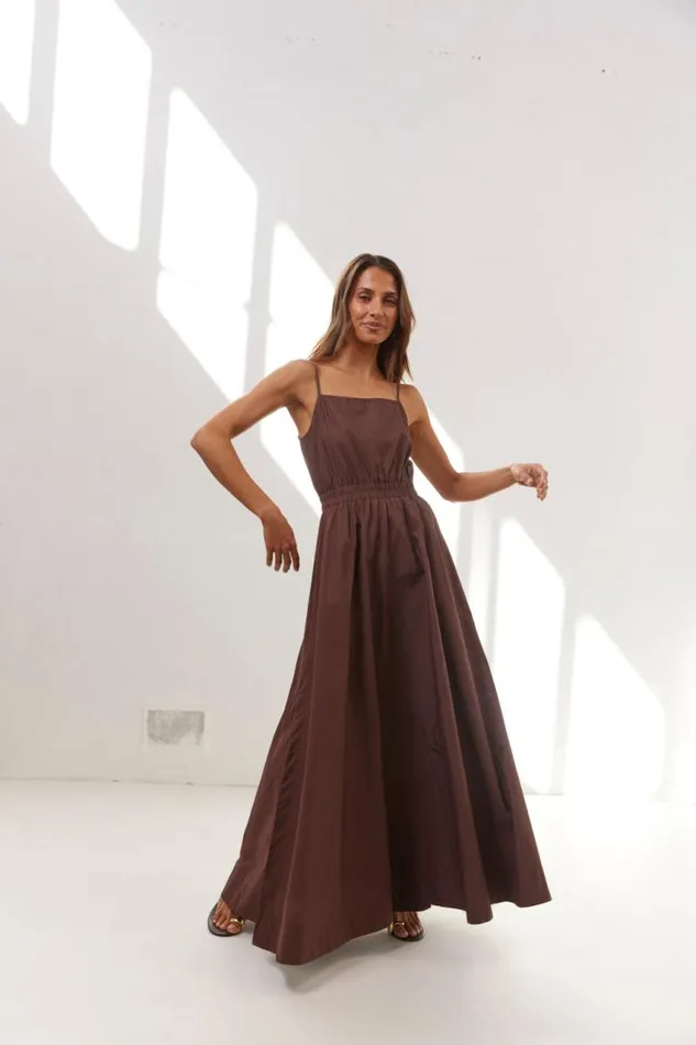 VRG GRL Lou Maxi Dress Chocolate Women MidiMaxi Dresses